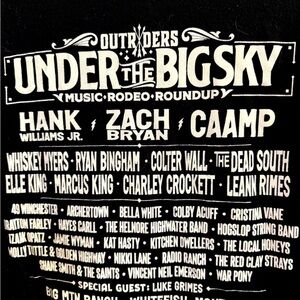 Outriders Under The Big Sky country music Festival concert T Shirt Zach Bryan XL